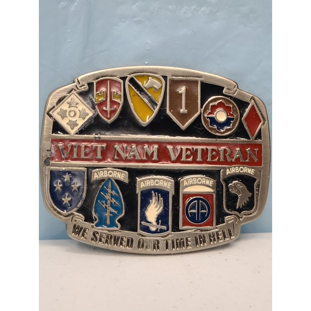 Vietnam War Veteran Usmc Usaf Navy Army Air Force Marine NOS Vintage Belt Buckle